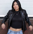 Milwaukee Leather SFL2806 Women's Quilted Black Mandarin Scuba Collar Fashion Casual Leather Jacket