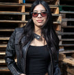 Milwaukee Leather SFL2806 Women's Quilted Black Mandarin Scuba Collar Fashion Casual Leather Jacket