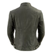 Milwaukee Leather Vintage SFL2811 Women's Olive Zipper Front Motorcycle Casual Fashion Leather Jacket