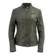 Milwaukee Leather Vintage SFL2811 Women's Olive Zipper Front Motorcycle Casual Fashion Leather Jacket