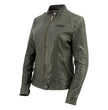 Milwaukee Leather Vintage SFL2811 Women's Olive Zipper Front Motorcycle Casual Fashion Leather Jacket