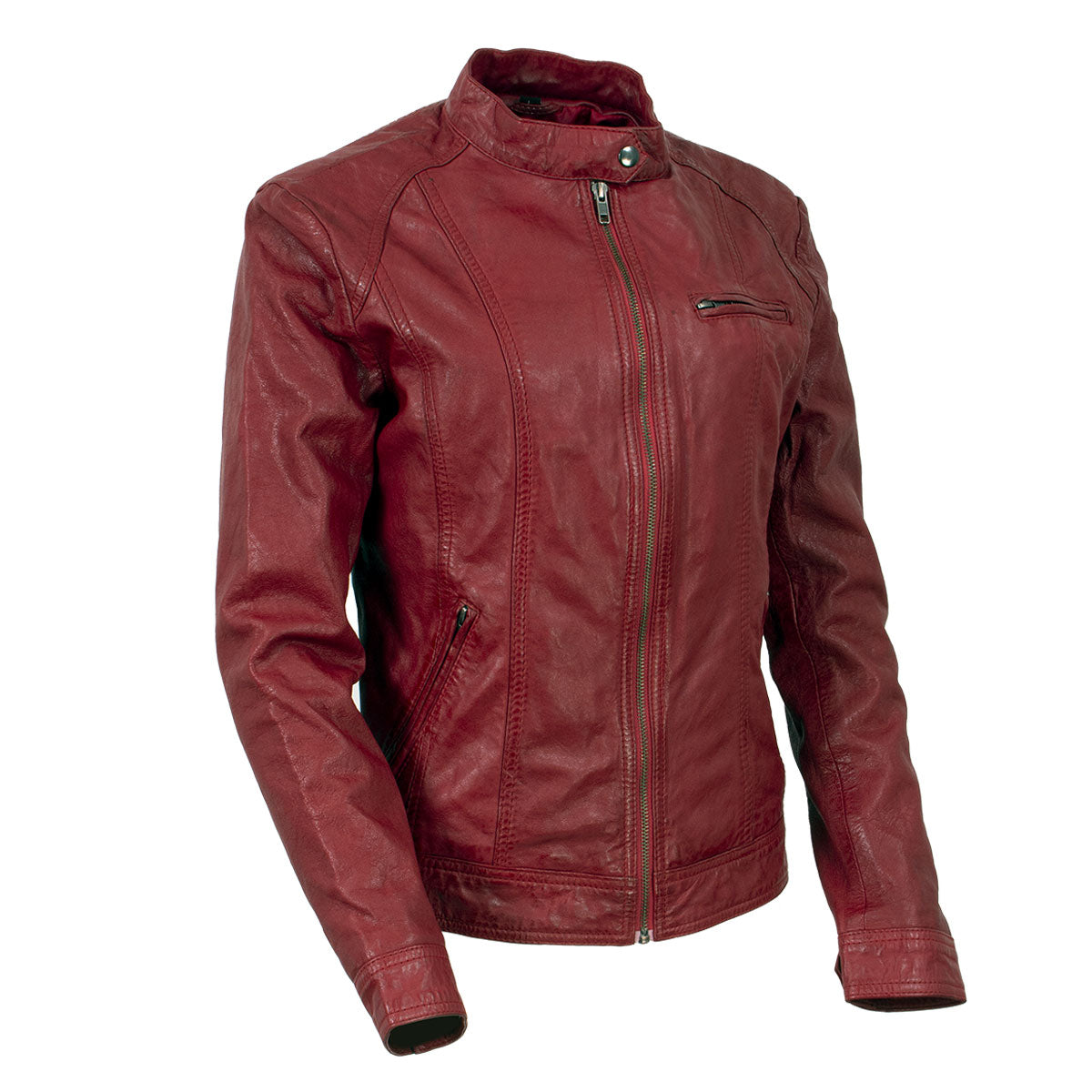 Milwaukee Leather Vintage SFL2811 Women's Red Zipper Front Motorcycle Casual Fashion Leather Jacket