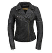 Milwaukee Leather Black Vintage Motorcycle Inspired Vegan Tan Fashion Leather Jacket for Women SFL2812