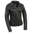 Milwaukee Leather Black Vintage Motorcycle Inspired Vegan Tan Fashion Leather Jacket for Women SFL2812