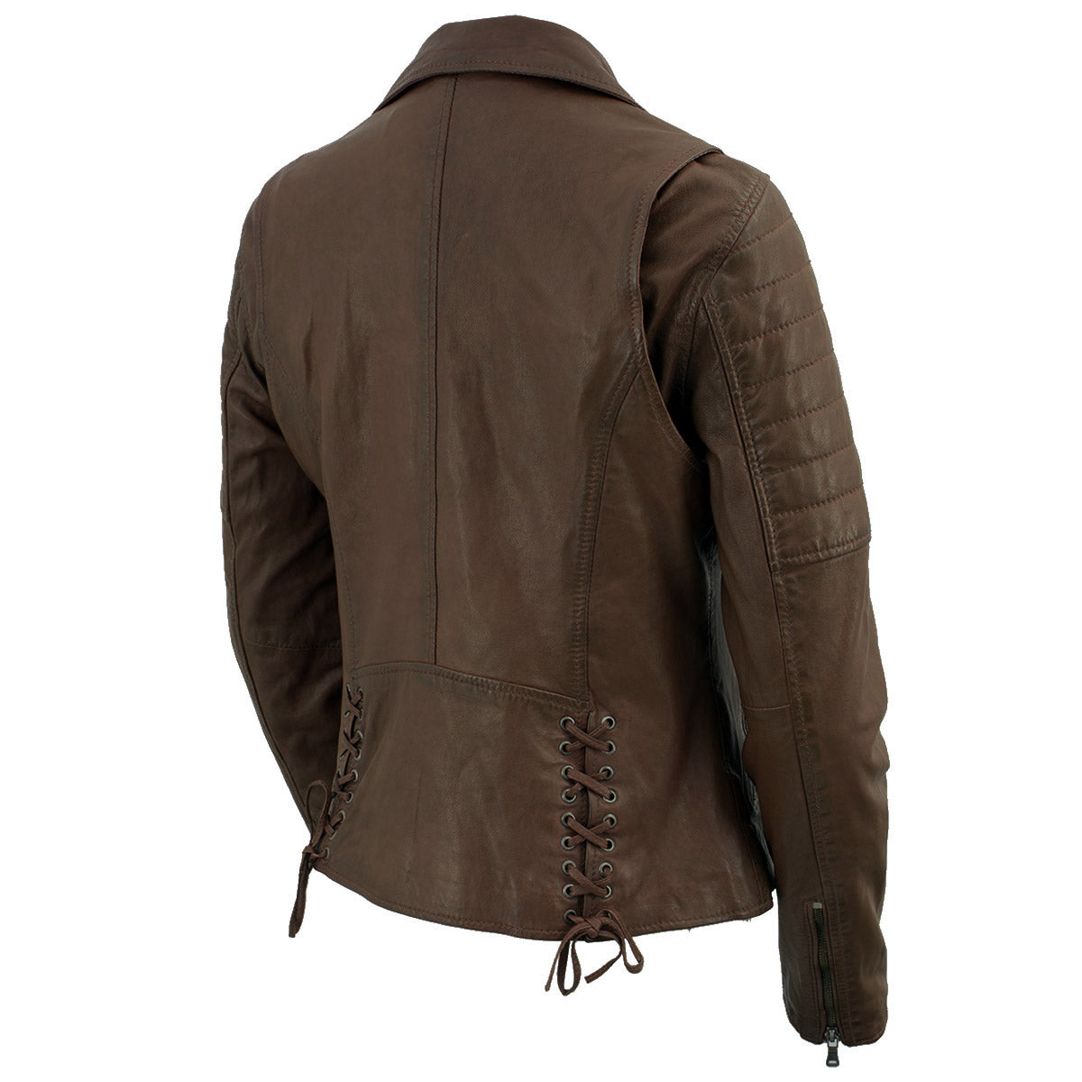 Milwaukee Leather Brown Vintage Motorcycle Inspired Vegan Tan Fashion Leather Jacket for Women - SFL2812