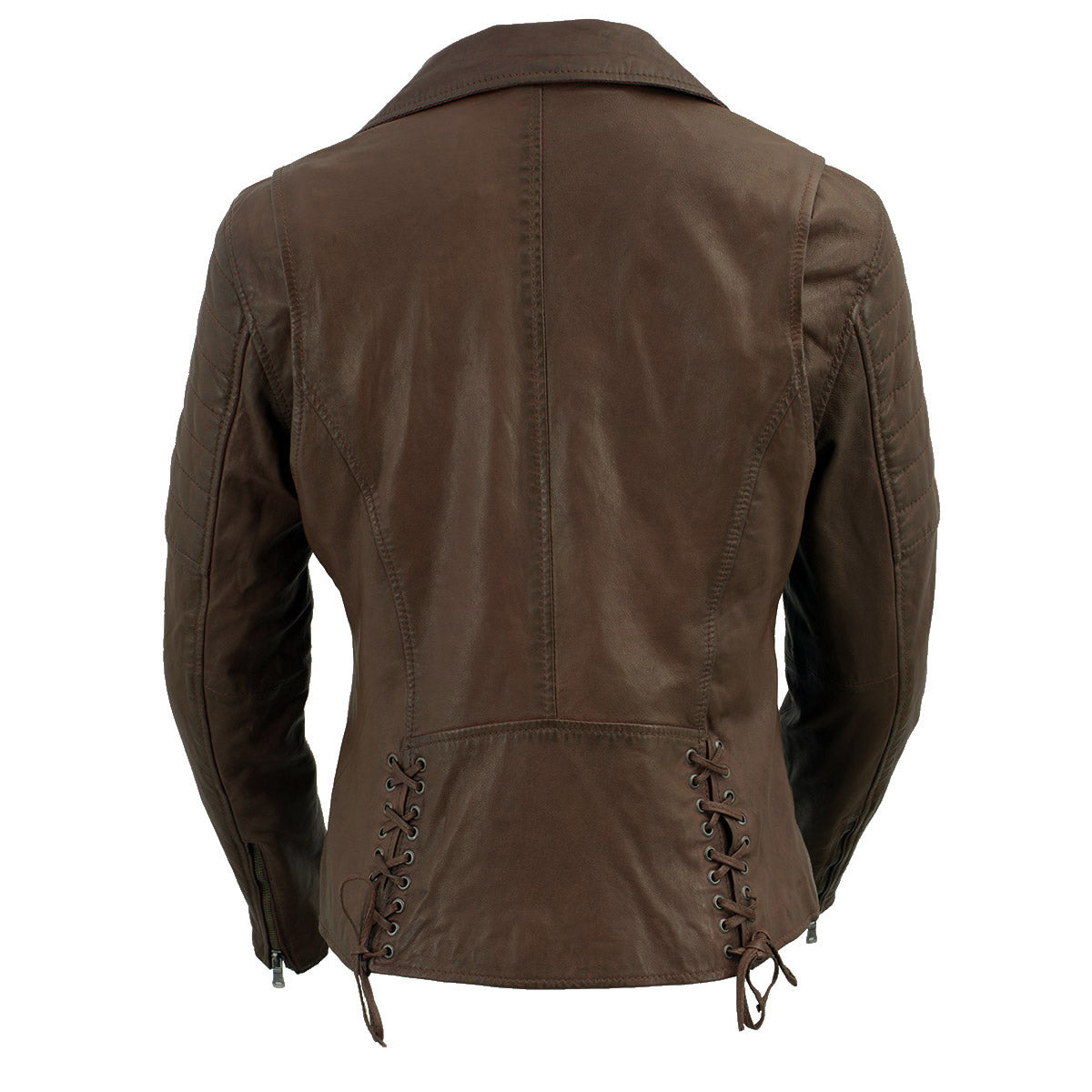 Milwaukee Leather Brown Vintage Motorcycle Inspired Vegan Tan Fashion Leather Jacket for Women - SFL2812