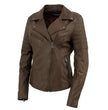 Milwaukee Leather Brown Vintage Motorcycle Inspired Vegan Tan Fashion Leather Jacket for Women SFL2812