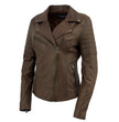 Milwaukee Leather Brown Vintage Motorcycle Inspired Vegan Tan Fashion Leather Jacket for Women - SFL2812