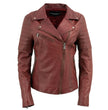 Milwaukee Leather Red Vintage Motorcycle Inspired Vegan Tan Fashion Leather Jacket for Women SFL2812