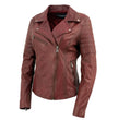 Milwaukee Leather Red Vintage Motorcycle Inspired Vegan Tan Fashion Leather Jacket for Women SFL2812
