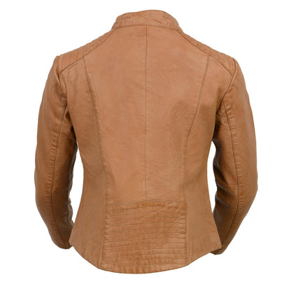 Milwaukee Leather Vintage SFL2814 Women's Cognac Leather Moto Style Fashion Jacket