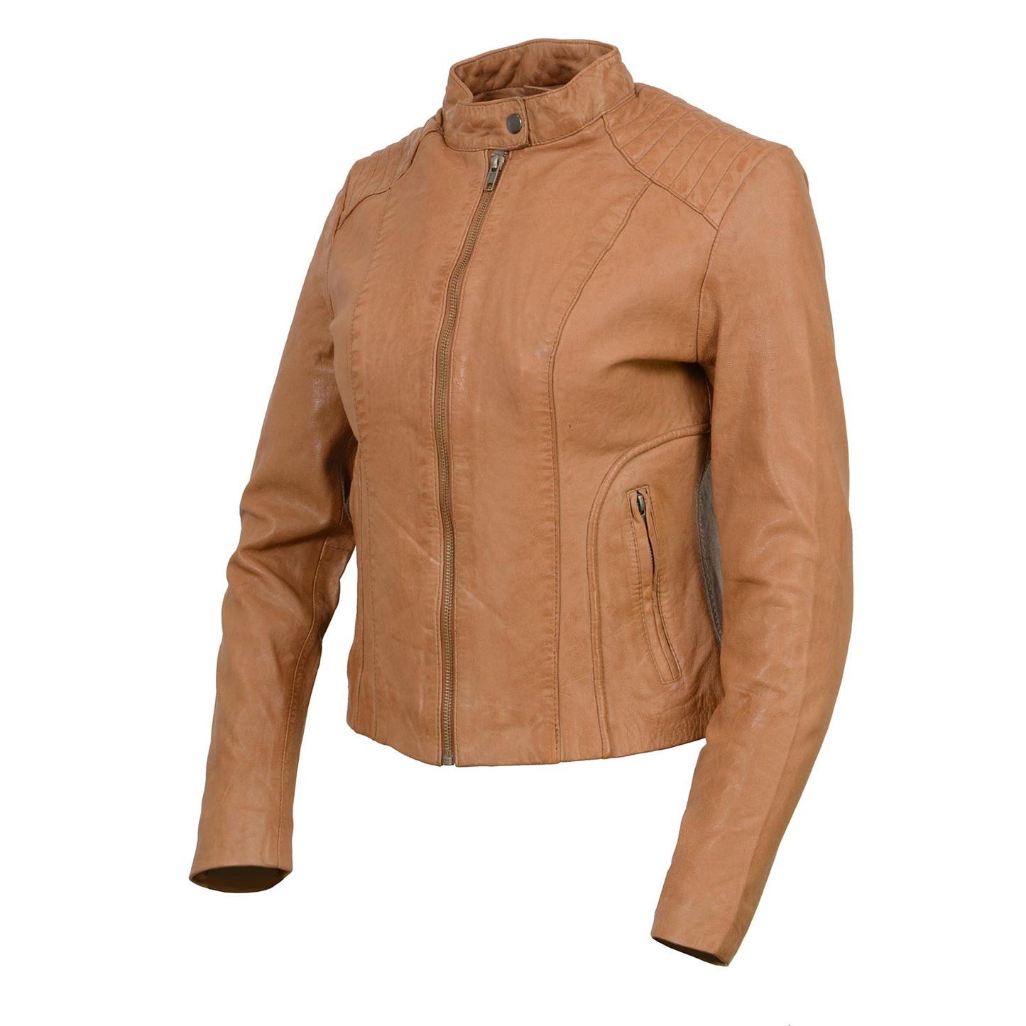 Milwaukee Leather Vintage SFL2814 Women's Cognac Leather Moto Style Fashion Jacket