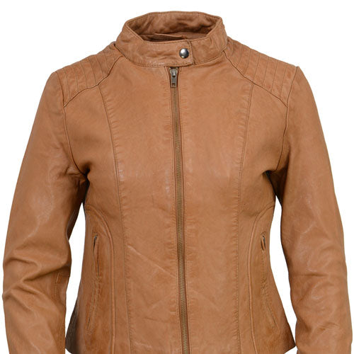 Milwaukee Leather Vintage SFL2814 Women's Cognac Leather Moto Style Fashion Jacket