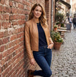 Milwaukee Leather Vintage SFL2814 Women's Cognac Leather Moto Style Fashion Jacket