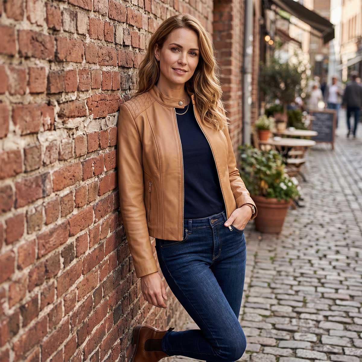 Milwaukee Leather Vintage SFL2814 Women's Cognac Leather Moto Style Fashion Jacket