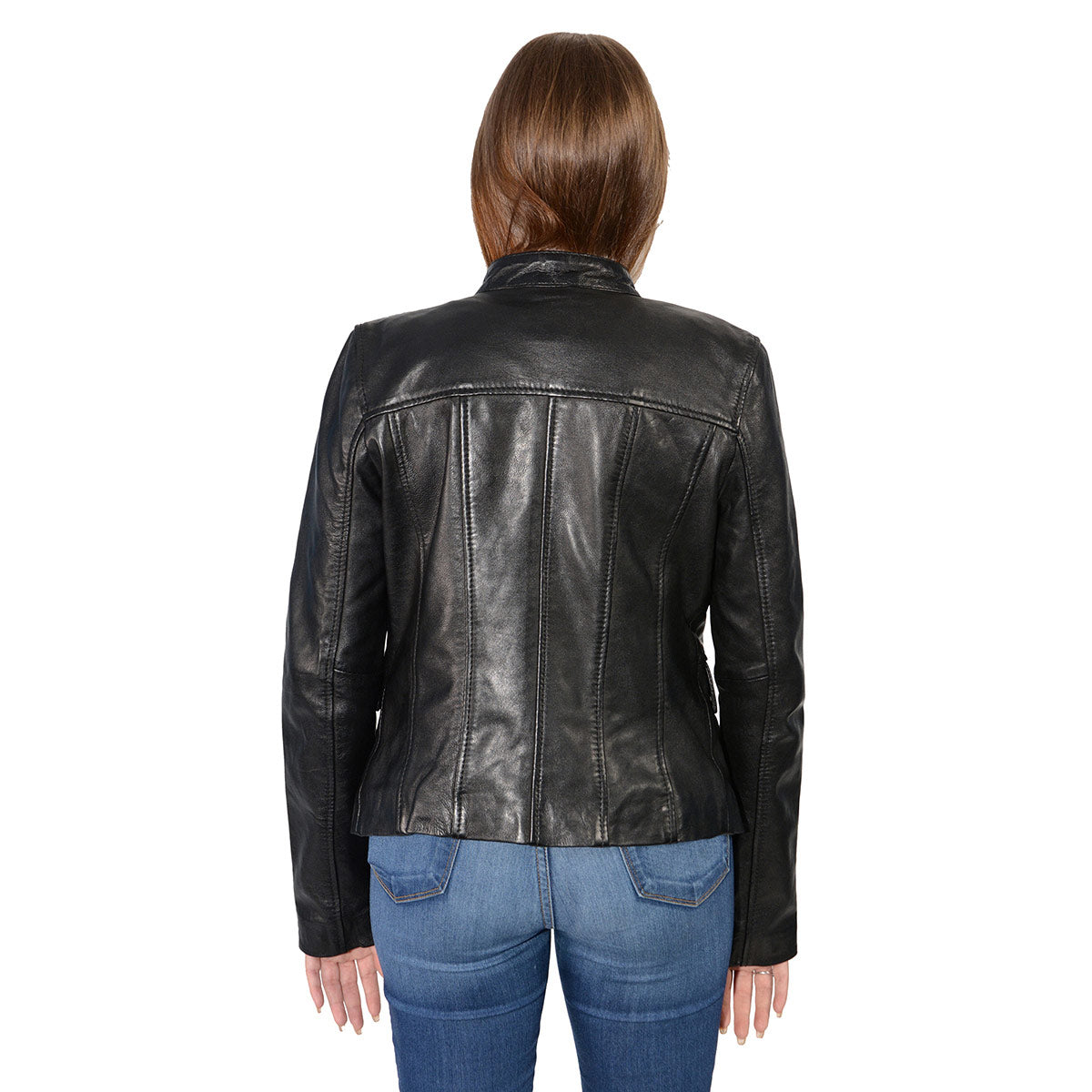 Milwaukee Leather SFL2825 Women's Snap Collar Black Lambskin Leather Jacket