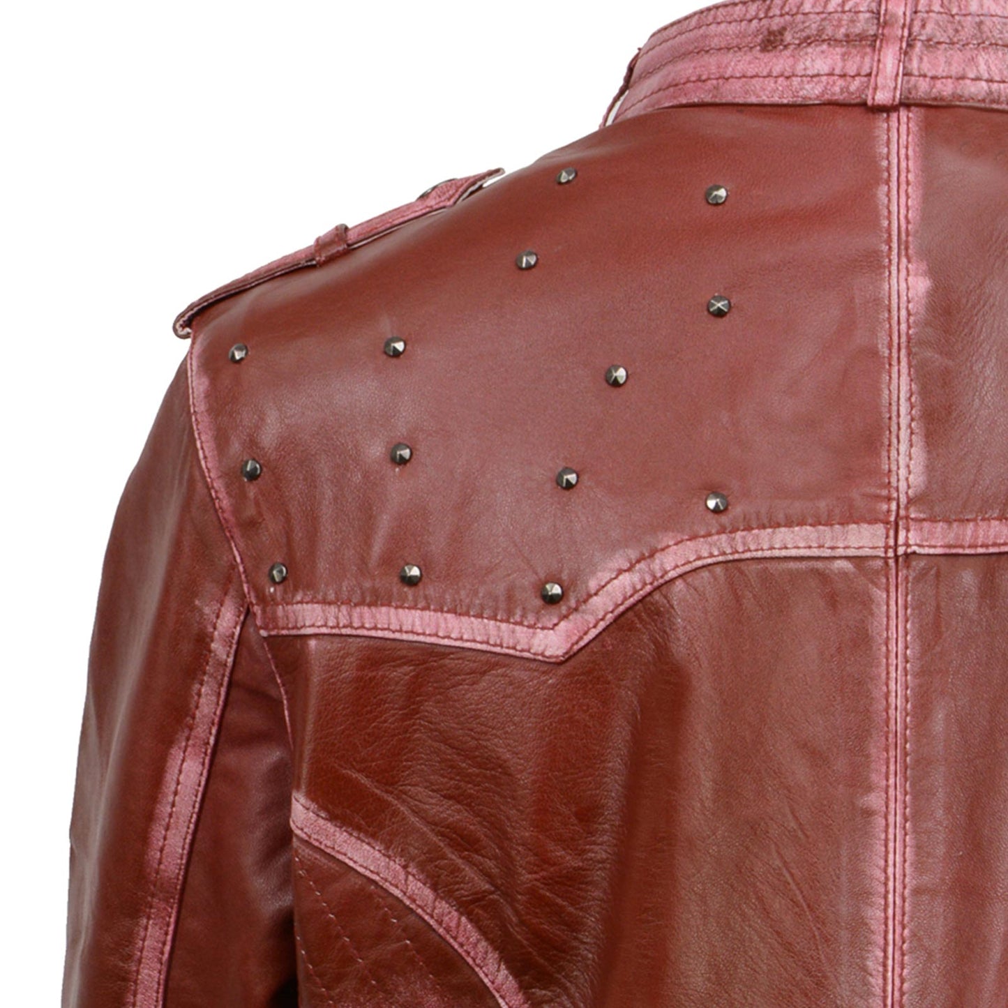 Milwaukee Leather SFL2840 Women's Maiden Maroon Premium Sheepskin Motorcycle Fashion Leather Jacket with Studs