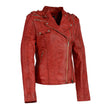 Milwaukee Leather Women's Distressed Red Vegan Leather Motorcycle Style Fashion Jacket SFL2845