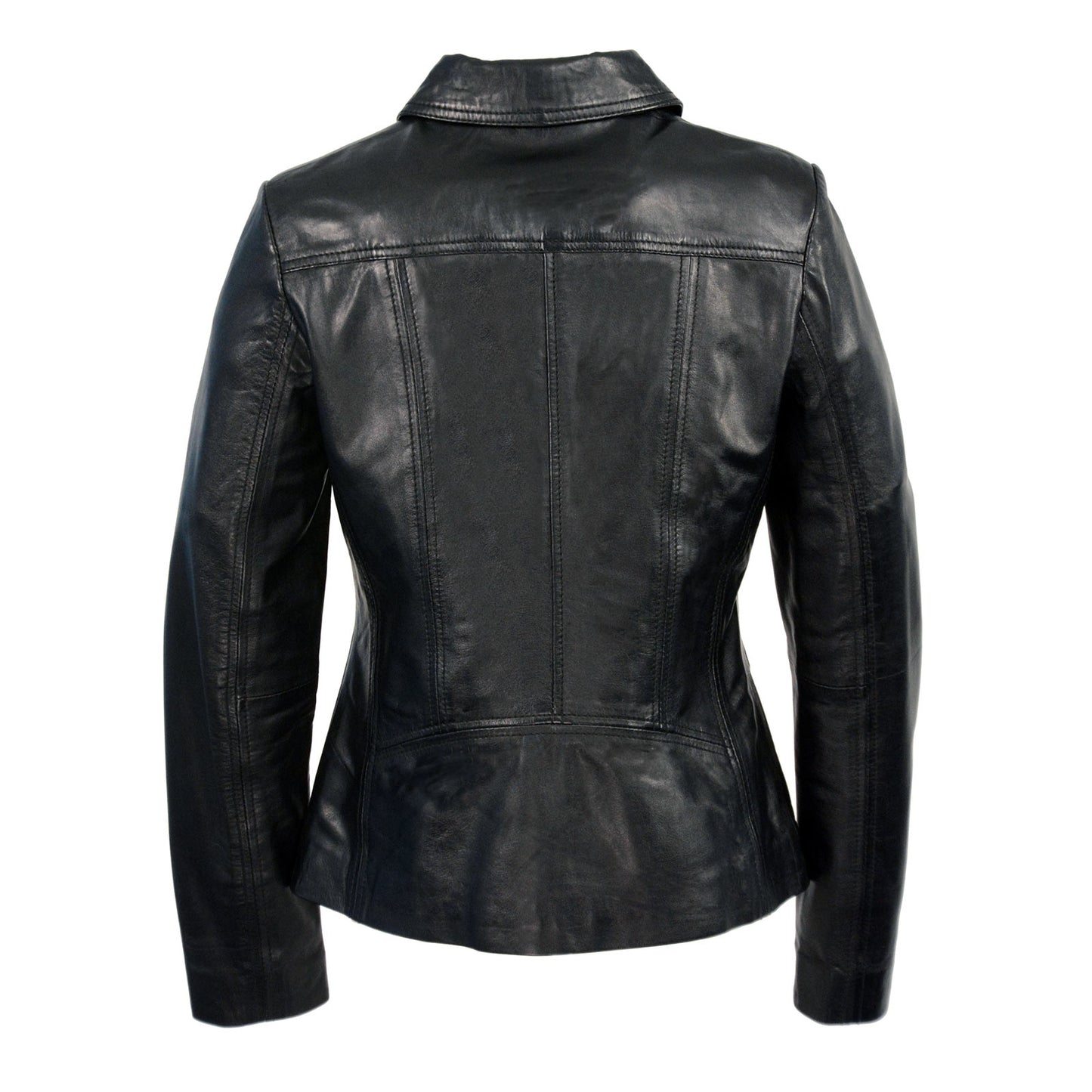 Milwaukee Leather SFL2850 Women's Classic Black Zippered Motorcycle Style Fashion Leather Jacket with Shirt Style Collar