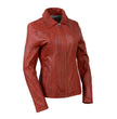 Milwaukee Leather SFL2850 Women's Classic Red Zippered Motorcycle Style Fashion Leather Jacket with Shirt Style Collar