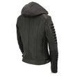 Milwaukee Leather SFL2865 Women's Black Scuba Style Fashion Casual Leather Jacket with Hoodie