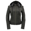 Milwaukee Leather SFL2865 Women's Black Scuba Style Fashion Casual Leather Jacket with Hoodie