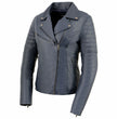 Milwaukee Leather Women's Duchess Blue Motorcycle Style Fashion Casual Leather Jacket SFL2870