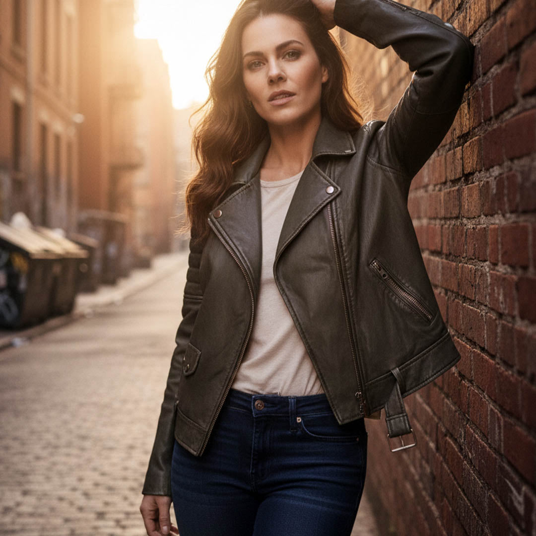 Milwaukee Leather Women's Duchess Olive Motorcycle Style Fashion Casual Leather Jacket SFL2870