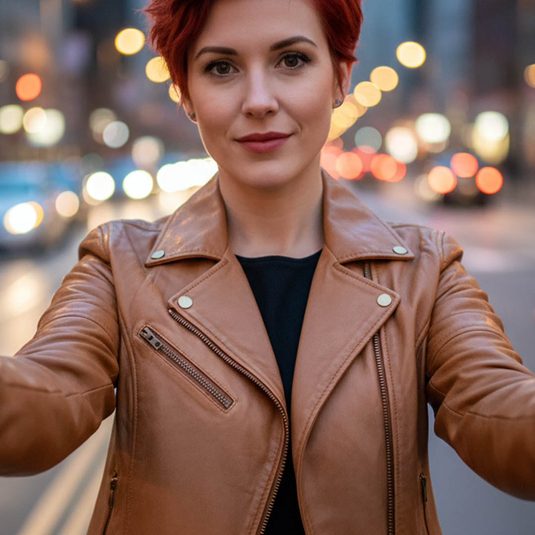 Milwaukee Leather Women's Duchess Whiskey Motorcycle Style Fashion Casual Leather Jacket SFL2870