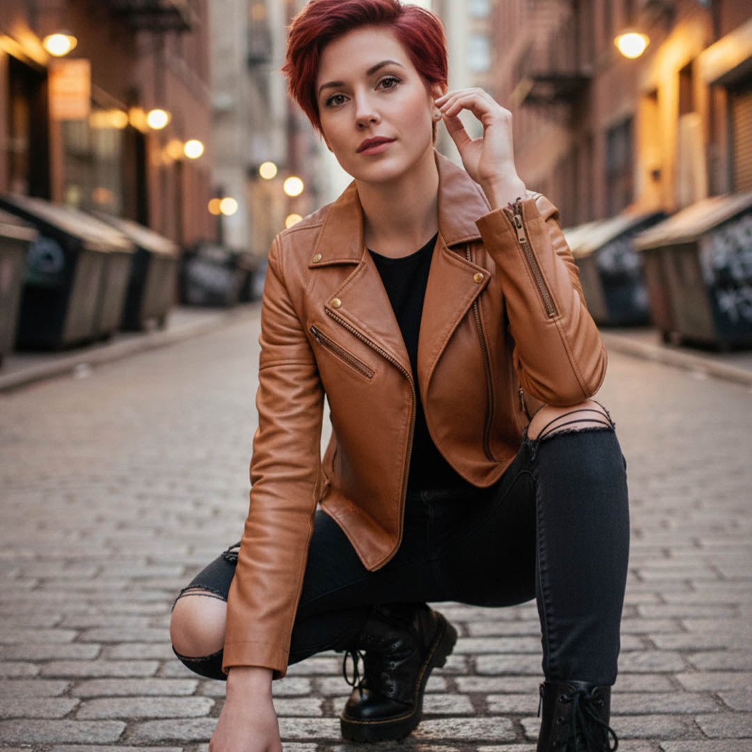 Milwaukee Leather Women's Duchess Whiskey Motorcycle Style Fashion Casual Leather Jacket SFL2870