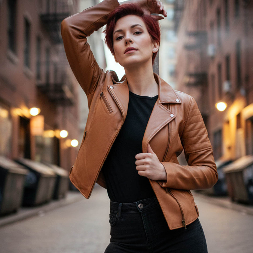 Milwaukee Leather Women's Duchess Whiskey Motorcycle Style Fashion Casual Leather Jacket SFL2870