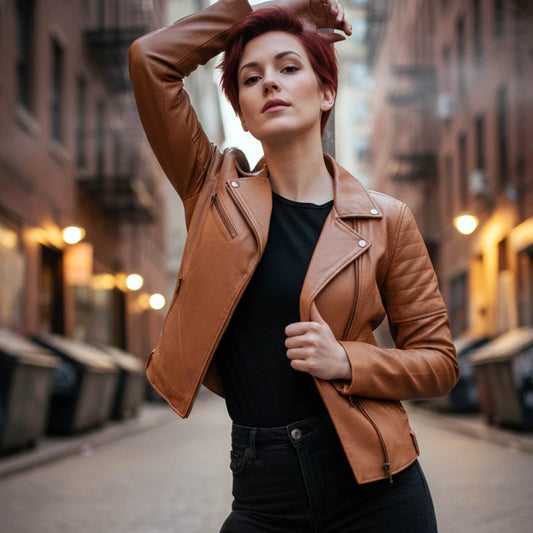 Milwaukee Leather Women's Duchess Whiskey Motorcycle Style Fashion Casual Leather Jacket SFL2870