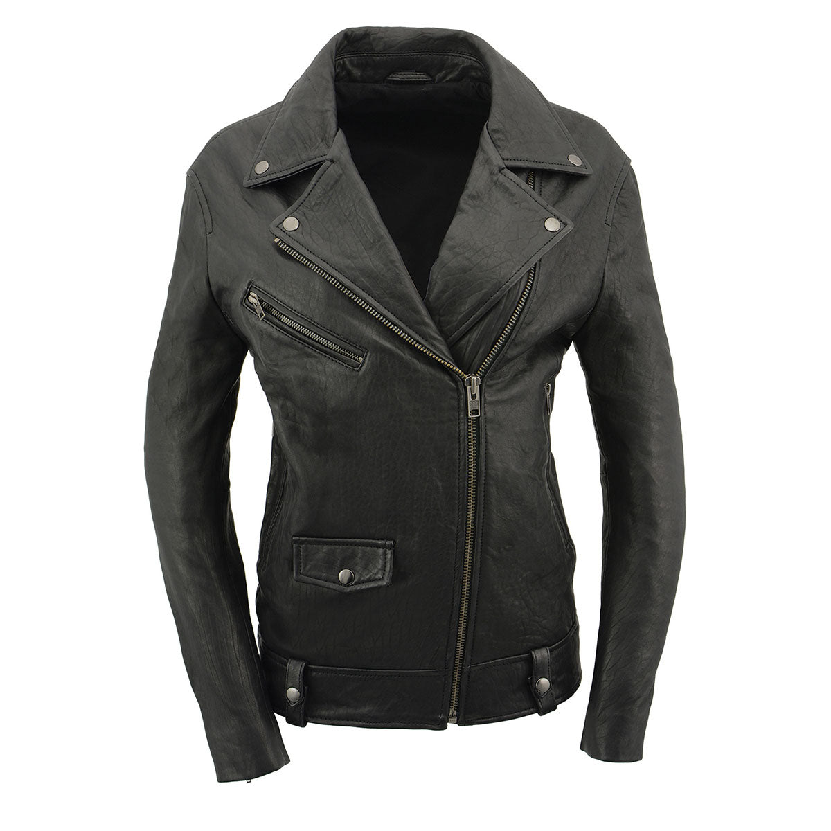 Milwaukee Leather Women's Black Premium New Zealand Lambskin Motorcycle Style Leather Jacket SFL2875