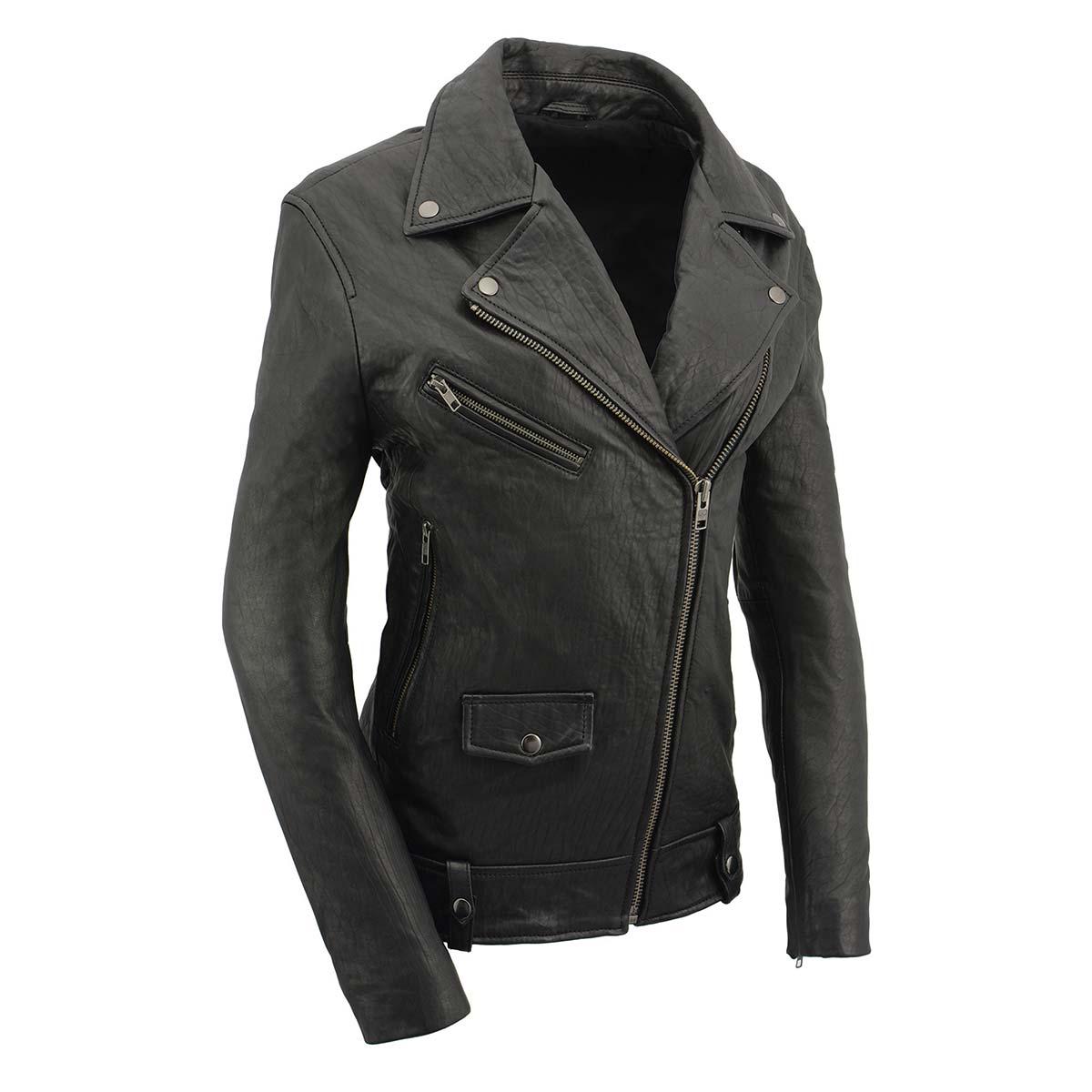 Milwaukee Leather Women's Black Premium New Zealand Lambskin Motorcycle Style Leather Jacket SFL2875