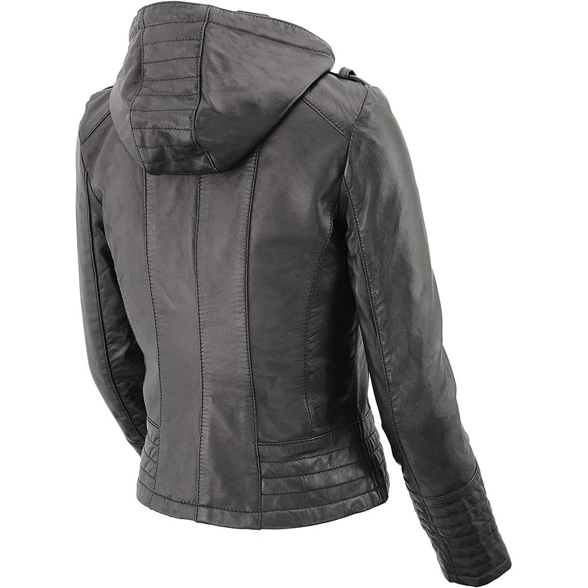 Milwaukee Leather SFL3554 Women's Black Scuba Style Zippered Front Motorcycle Fashion Leather Jacket with Hoodie