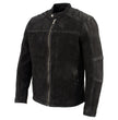 Milwaukee Leather Vintage SFM1801 Men's Black Nubuck Leather Zipper Front Motorcycle Style Fashion Jacket