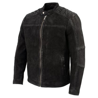 Milwaukee Leather Vintage SFM1801 Men's Black Nubuck Leather Zipper Front Motorcycle Style Fashion Jacket