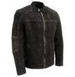 Milwaukee Leather Vintage SFM1801 Men's Black Nubuck Leather Zipper Front Motorcycle Style Fashion Jacket