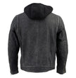 Milwaukee Leather Vintage SFM1802 Men's Black Nubuck Leather Motorcycle Style Fashion Leather Jacket with Hoodie