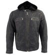Milwaukee Leather Vintage SFM1802 Men's Black Nubuck Leather Motorcycle Style Fashion Leather Jacket with Hoodie