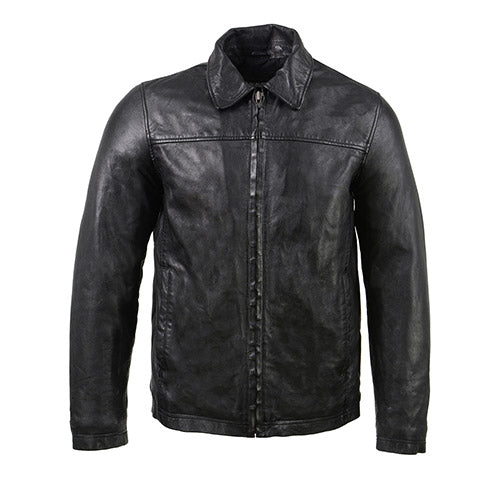 Milwaukee Leather Vintage SFM1804 Men's Classic Black Zipper Front Jacket with Shirt Collar