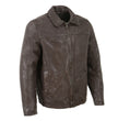 Milwaukee Leather Vintage SFM1804 Men's Classic Brown Zipper Front Jacket with Shirt Collar