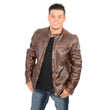 Milwaukee Leather SFM1805 Men's Brown Side Stitch Cafe Racer Lambskin Leather Jacket