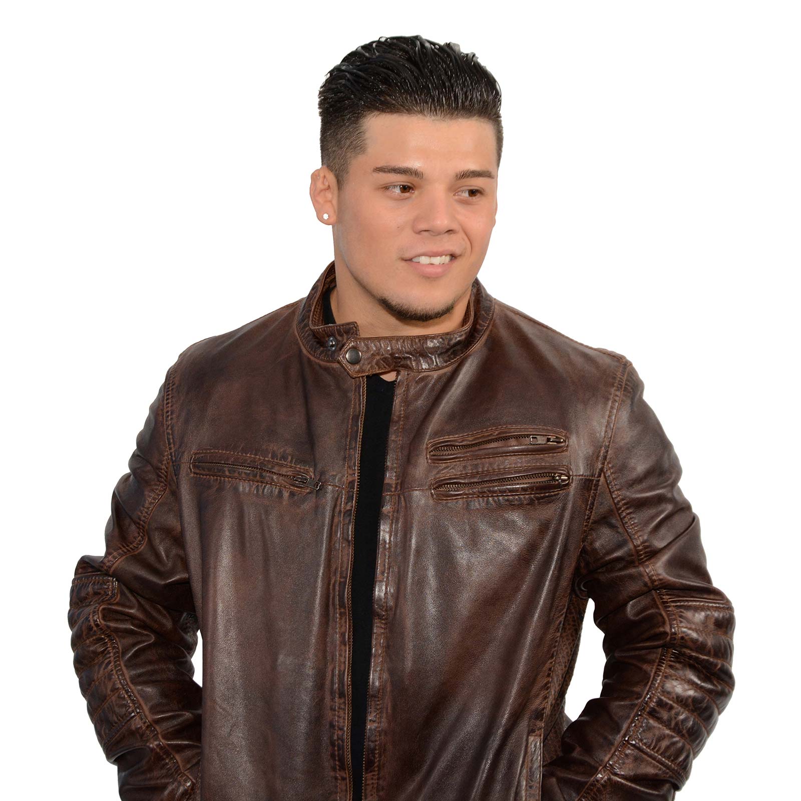 Milwaukee Leather SFM1805 Men's Brown Side Stitch Cafe Racer Milwaukee Leather SFM1805 Men's Brown Side Stitch Cafe Racer