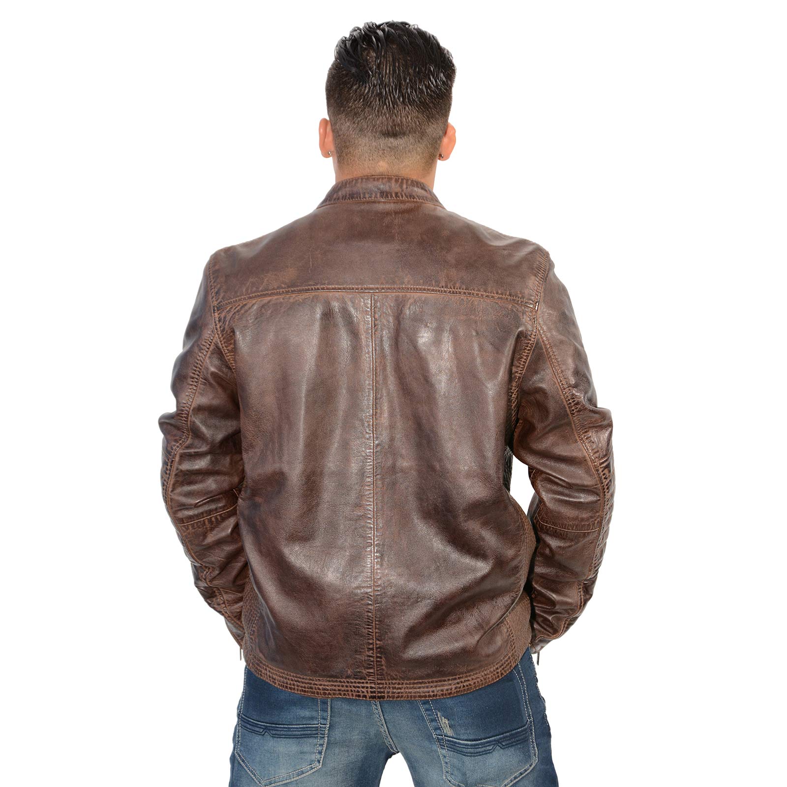 Milwaukee Leather SFM1805 Men's Brown Side Stitch Cafe Racer