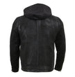 Milwaukee Leather Vintage SFM1807 Men's Black Premium Leather Hooded Jacket