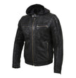 Milwaukee Leather Vintage SFM1807 Men's Black Premium Leather Hooded Jacket