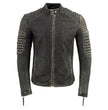 Milwaukee Leather Vintage SFM1808 Men's Black Leather Seamed Shoulder Zipper Front Jacket