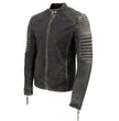 Milwaukee Leather Vintage SFM1808 Men's Black Leather Seamed Shoulder Zipper Front Jacket