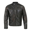 Milwaukee Leather SFM1809 Men's Two-Tone Euro Collar Cafe Style Leather Jacket